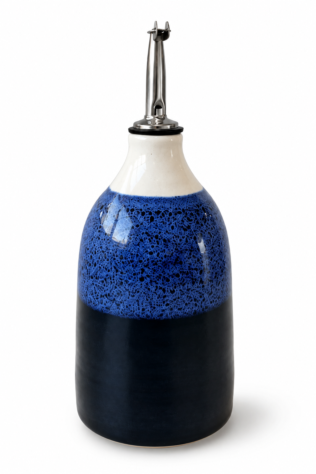 Stoneware oil pourer - black and white