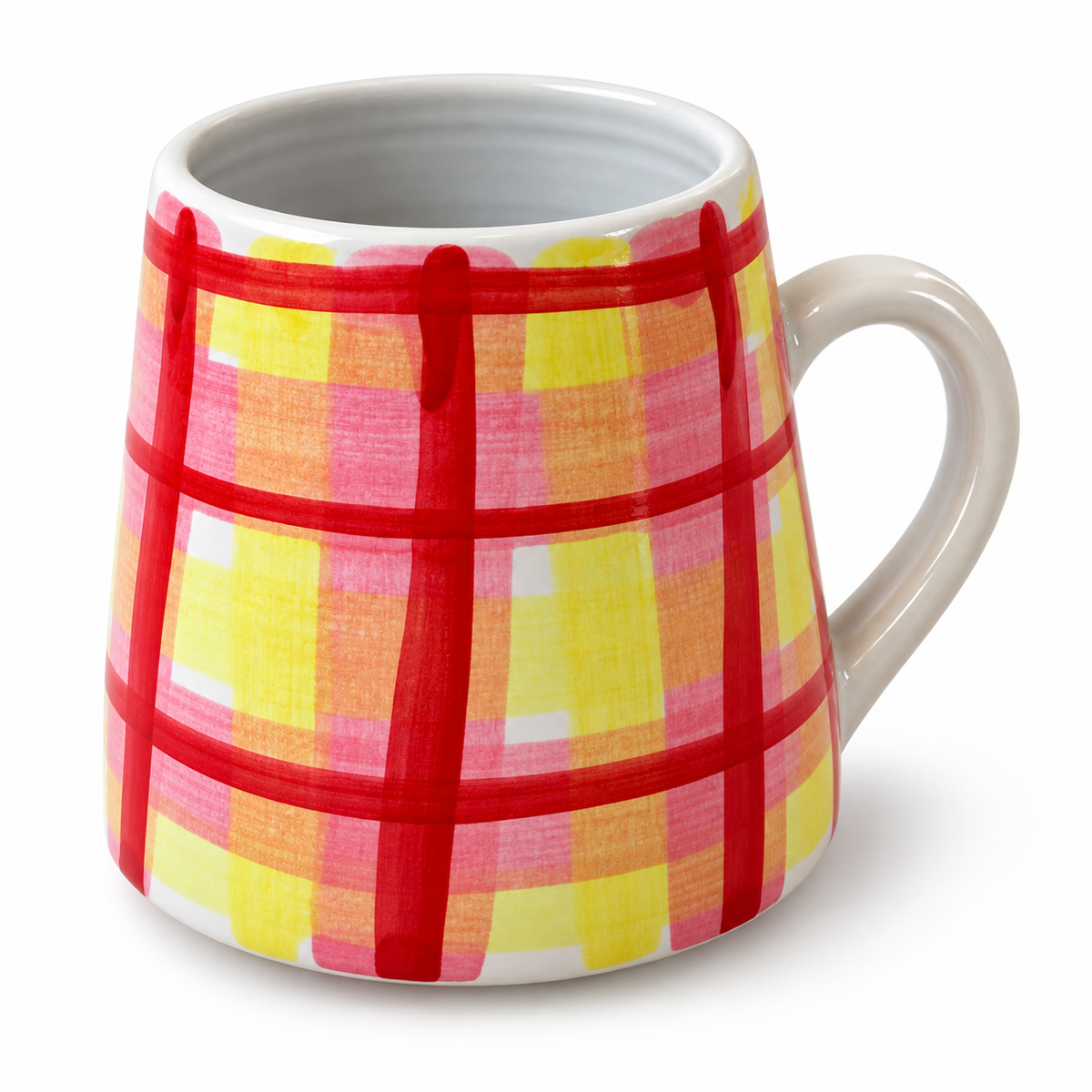 Stoneware mug - red and yellow