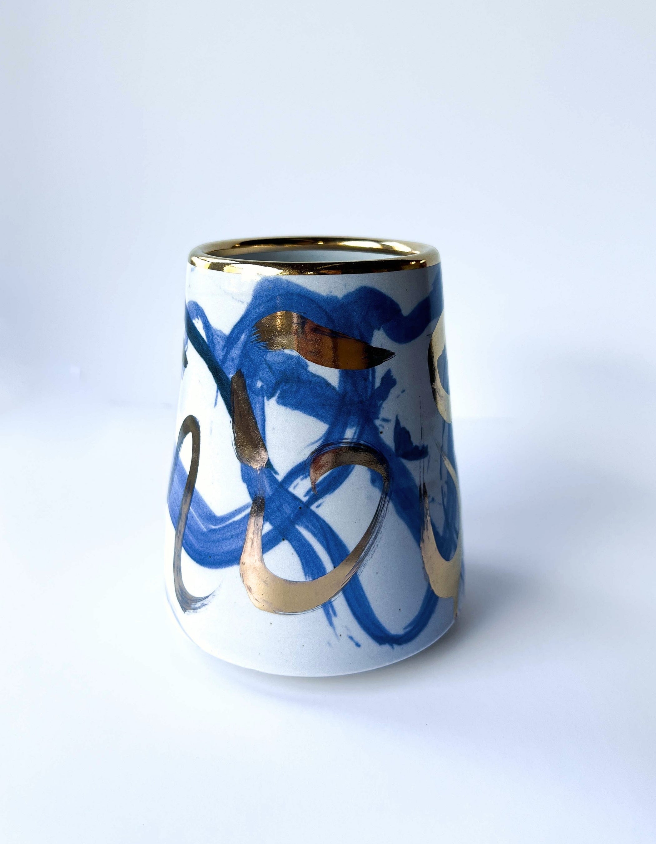Small Blue Stoneware Vase